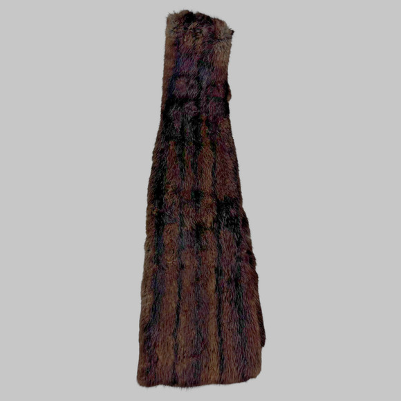 Vintage Fur Collar Neck Warmer Wrap Genuine Satin Lined 48" x5" Brown - Picture 3 of 6